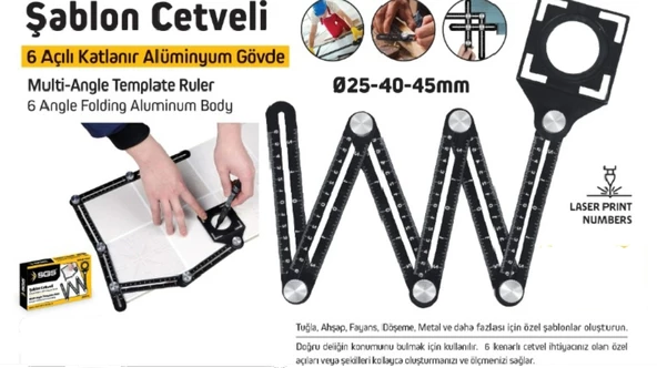 SGS ŞABLON CETVELİ 6 AÇILI - Resim 2