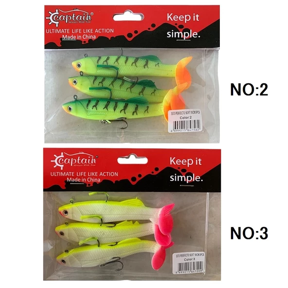 Captain 3575 Perfecto Soft 10cm 20gr Turna Silikonu 3'lü Paket Yem ürün görseli 1