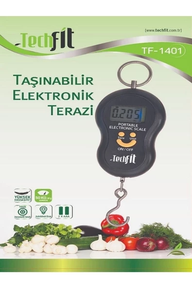 Cg İthalat Techfit Elektronik Dijital El Kantarı 50 Kg Kapasiteli Terazi Tartı 10 Gr Hassasiyet ürün görseli 1