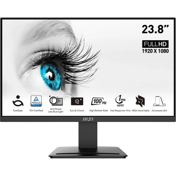 MSI 23.8" VA PRO MP2412 1MS 100HZ HDMI GAMING MONİTÖR 1920X1080 ürün görseli 1
