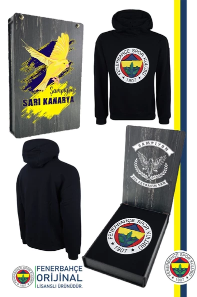 Fenerbahçe Orijinal Lisanslı Logolu Lacivert Kapüşonlu Sweat Ahşap Kutulu ürün görseli 1