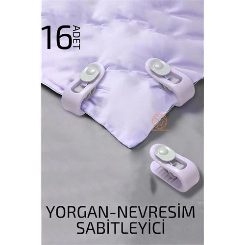 ModaCar Yorgan Çarşaf Kılıf Tutucu 16 Adet Klips LİLA ürün görseli 1