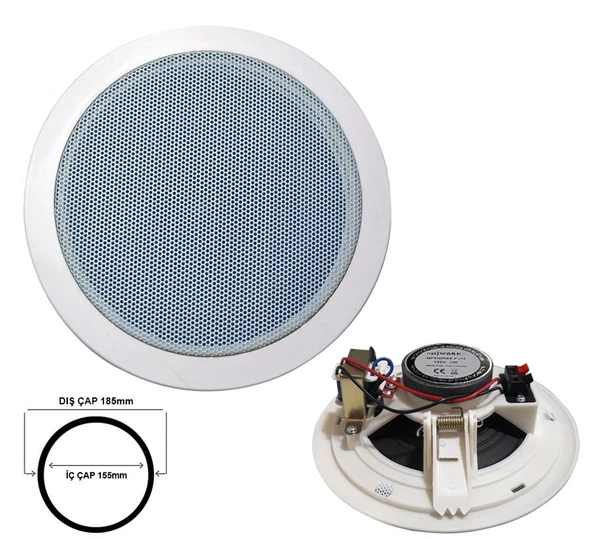 NWORK C-5T Alçıpan Tavan Hoparlör 13cm 10 Watt Trafolu Beyaz ürün görseli 1