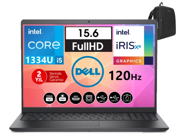 Dell Vostro 3530 Intel Core I5-1334U 16GB 256GB SSD Fhd 15.6" 120HZ W11PRO WN1611PVNB352046+ZETTAÇANTA ürün görseli 1