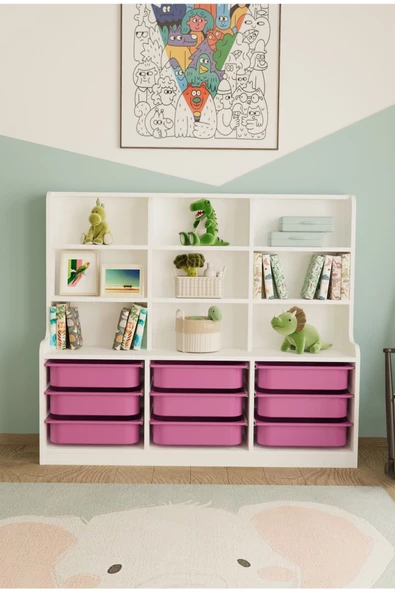 Remaks Sinous 9 Sepetli Çok Amaçlı Oyuncak Dolabı Pembe ürün görseli 1