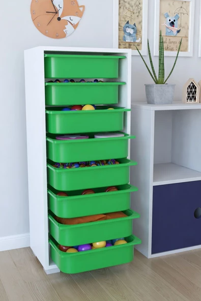 Remaks 8 Sepetli Oyuncak Dolabı Çok Amaçlı Dolap - Yeşil ürün görseli 1