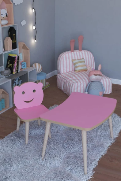 Remaks Twiti Yaz Sil Yüzey Çocuk Masa Sandalye Takımı 1 Aktivite Oyun Masası 1 Sandalye - Pembe ürün görseli 1