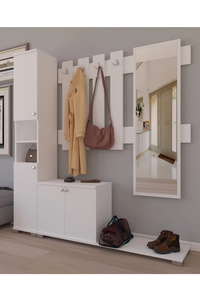 Remaks Nilüfer Portmanto Takımı - Beyaz - Resim 3