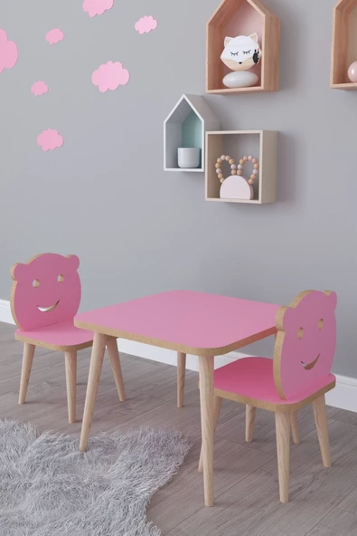 Remaks Bambi Yaz Sil Yüzey Çocuk Masa Sandalye Takımı 1 Aktivite Oyun Masası 2 Sandalye - Pembe ürün görseli 1