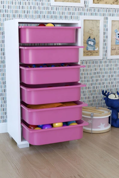 Remaks 6 Sepetli Oyuncak Dolabı Çok Amaçlı Dolap - Pembe ürün görseli 1