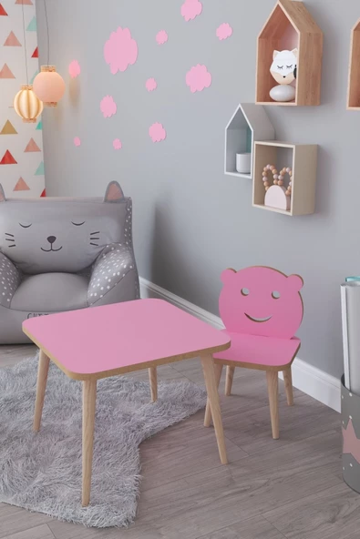 Remaks Buğlem Yaz Sil Yüzey Çocuk Masa Sandalye Takımı 1 Aktivite Oyun Masası 1 Sandalye - Pembe ürün görseli 1