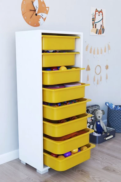 Remaks 8 Sepetli Oyuncak Dolabı Çok Amaçlı Dolap - Sarı ürün görseli 1