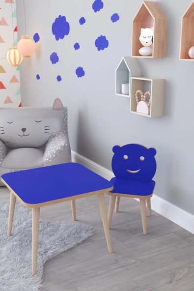 Remaks Buğlem Yaz Sil Yüzey Çocuk Masa Sandalye Takımı 1 Aktivite Oyun Masası 1 Sandalye - Mavi ürün görseli 1