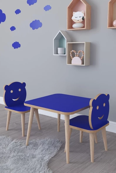 Remaks Bambi Yaz Sil Yüzey Çocuk Masa Sandalye Takımı 1 Aktivite Oyun Masası 2 Sandalye - Mavi ürün görseli 1
