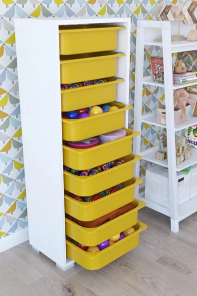 Remaks 9 Sepetli Oyuncak Dolabı Çok Amaçlı Dolap - Sarı ürün görseli 1