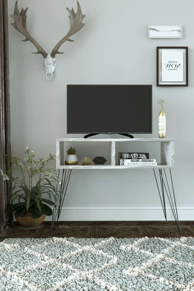 Remaks Elit Tv Sehpası - Beyaz Mermer ürün görseli 1