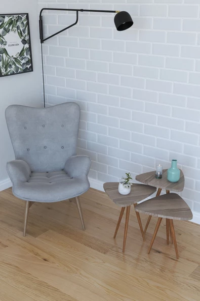 Remaks Retro 3'Lü Üçgen Zigon Sehpa Ve Servis Sehpası - Cordoba ürün görseli 1