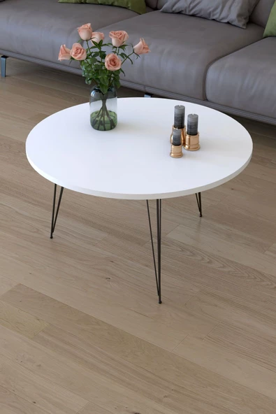 Remaks Elit Paris Orta Sehpa Orta Masa Salon Sehpası Metal Ayaklı Sehpa - Beyaz ürün görseli 1