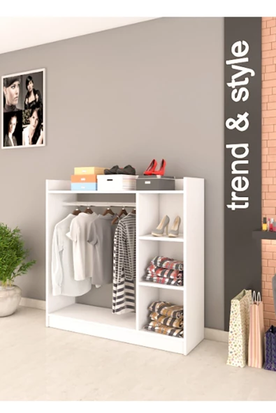 Remaks Pratik 3 Raflı Elbise Dolabı - Beyaz ürün görseli 1