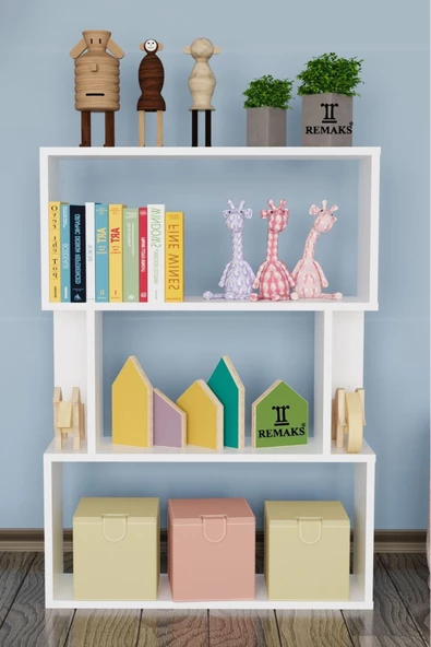 Remaks 4 Raflı Çocuk Odası Kitaplık Beyaz ürün görseli 1
