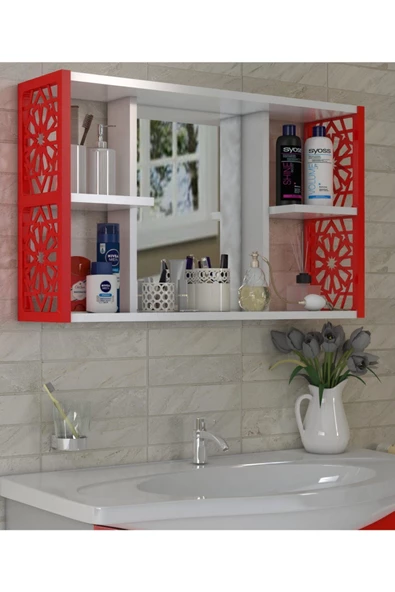 Remaks Aynalı Banyo Dolabı Kırmızı ürün görseli 1