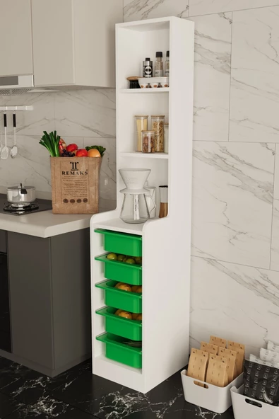 Remaks Feline 5 Sepet Oyuncak Dolabı Çok Amaçlı Mutfak Banyo Kiler Dolabı Yeşil ürün görseli 1