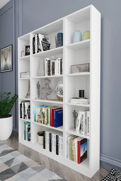 Remaks 15 Raflı Kitaplık - Beyaz - Resim 3