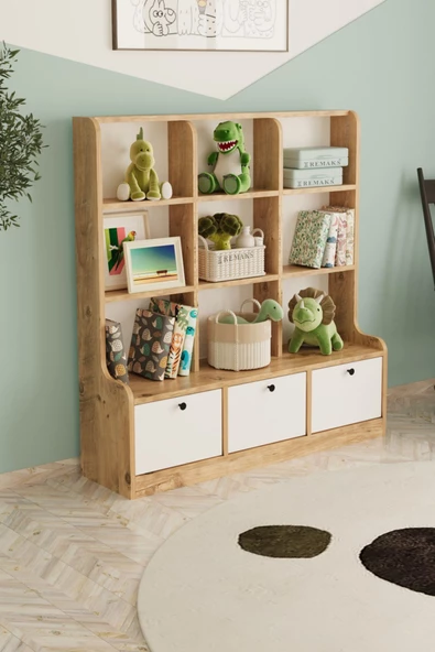 Remaks Sinous 3 Kapaklı Çok Amaçlı Oyuncak Dolabı Atlantik Çam ürün görseli 1