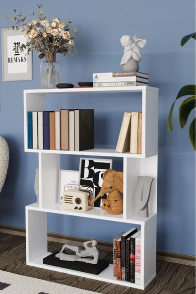 Remaks 4 Raflı Dekoratif Kitaplık Beyaz ürün görseli 1