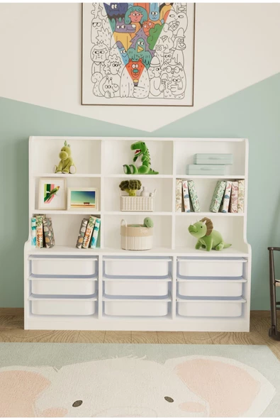 Remaks Sinous 9 Sepetli Çok Amaçlı Oyuncak Dolabı Beyaz ürün görseli 1