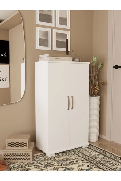 Remaks 110 Cm 2 Kapaklı Çok Amaçlı Dolap - Beyaz ürün görseli 1