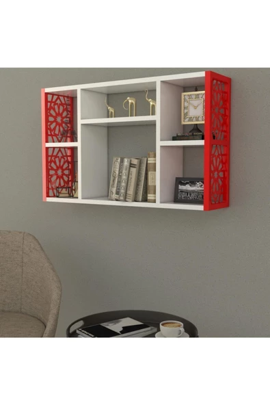 Remaks Terek Dekoratif Duvar Rafı Kırmızı ürün görseli 1