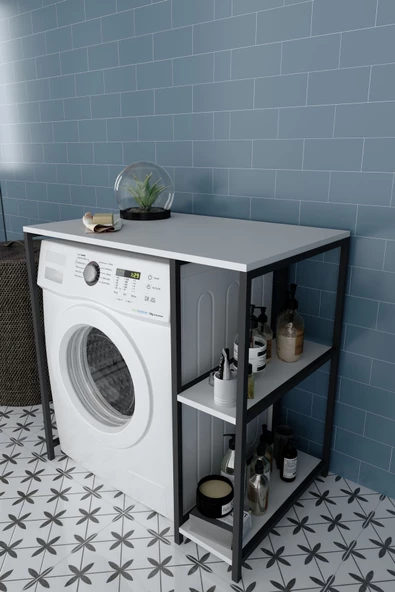 Remaks Çamaşır Makinası Üstü Düzenleyici Raf Beyaz 2 Raflı Banyo Düzenleyici ürün görseli 1
