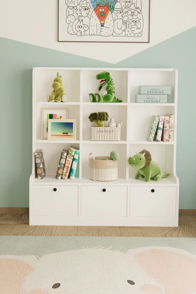 Remaks Sinous 3 Kapaklı Çok Amaçlı Oyuncak Dolabı Beyaz - Resim 2