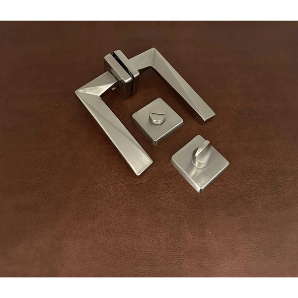 Vista Saten Kare Rozetli Wc Banyo Kapı Kolu 1 Takım ürün görseli 1
