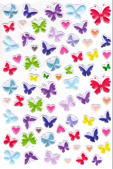 Sticker Kabartmalı A4 Boyutunda Stiker Defter, Planlayıcı Etiket-(lim535) - Pastel Kelebekler ürün görseli 1