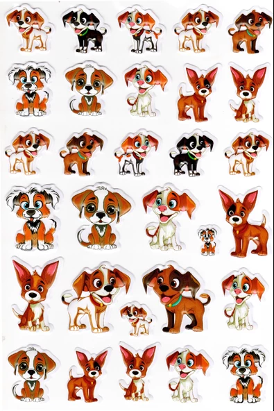 Sticker Kabartmalı A4 Boyutunda Stiker Defter, Planlayıcı Etiket-(lim537) - Şirin Köpekler ürün görseli 1