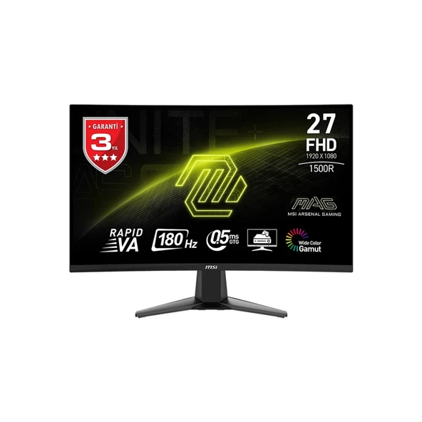 Msı Mag 27C6F 27" 180HZ 1ms Adaptıve-Sync 1920X1080 (Fhd) 16:9 Curve 1500R Rapıd Va Gamıng Monıtor ürün görseli 1
