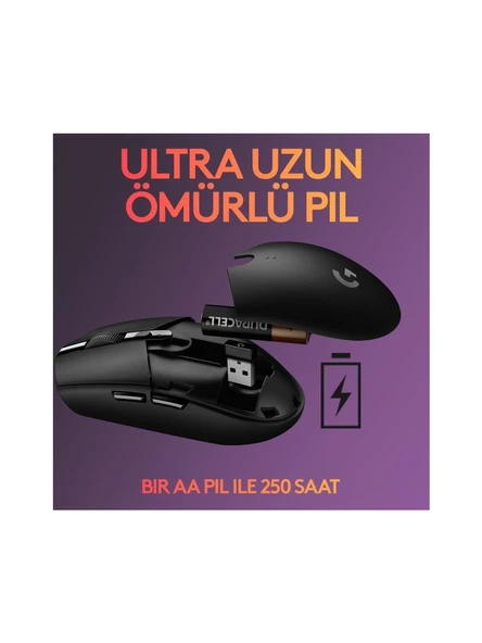 Logitech G305 Lightspeed Optik Kablosuz Oyuncu Mouse Siyah - Resim 4