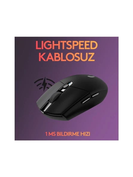 Logitech G305 Lightspeed Optik Kablosuz Oyuncu Mouse Siyah - Resim 3