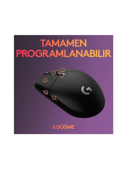 Logitech G305 Lightspeed Optik Kablosuz Oyuncu Mouse Siyah - Resim 6