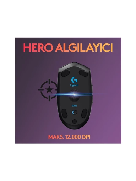 Logitech G305 Lightspeed Optik Kablosuz Oyuncu Mouse Siyah - Resim 2