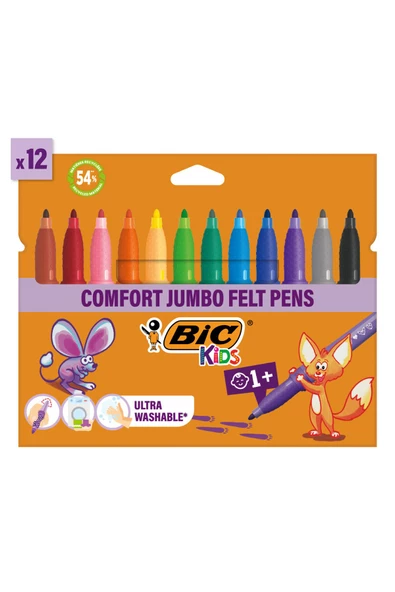 BİC COMFORT JUMBO KEÇE UÇLU KALEM 12 Lİ ürün görseli 1