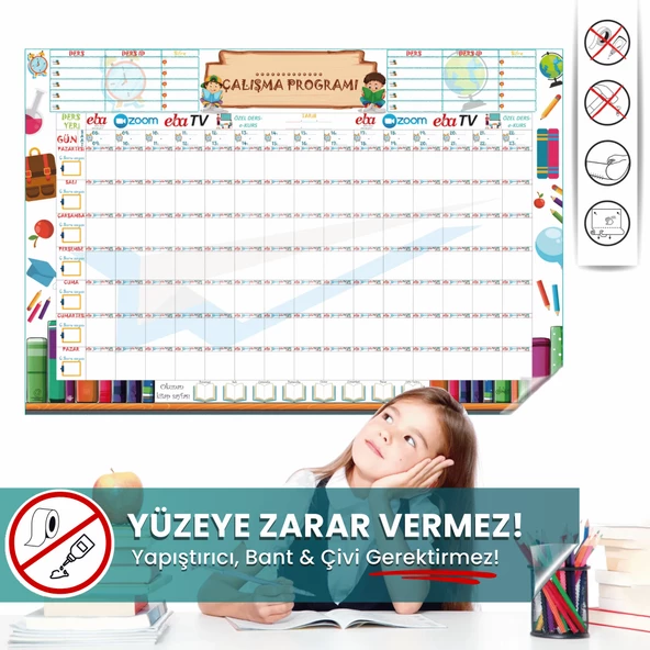 Online Eğitim Çalışma Programı, Kişiye Özel Ders Çalışma Planlayıcı, Akıllı Kağıt Yazı Tahtası,Pano ürün görseli 1