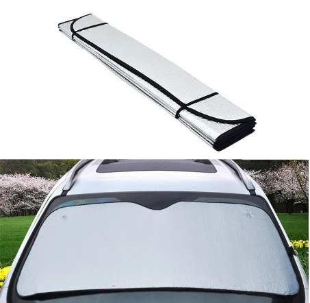 CARUB Oto Güneşlik Ön Cam Standart Boy Nikel Balonlu Vantuzlu  130CM X 60CM ürün görseli 1