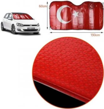Carub Standart Boy Türk Bayrağı Oto Ön Cam Perde Güneşlik Balonlu Vantuzluzlu ürün görseli 1