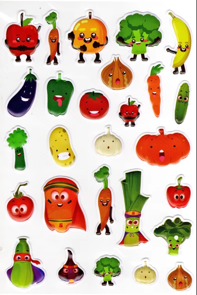 Sticker Kabartmalı A4 Boyutunda Stiker Defter, Planlayıcı Etiket-(lim550) - Meyve Sebze ürün görseli 1
