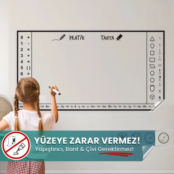 Pratik Tahta, Yüzeye Zarar Vermeyen Akıllı Kağıt, Yazı Tahtası, Yeri Değiştirilebilir, Taşınabilir ürün görseli 1