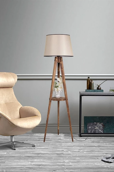 Lumexx Sehbalı Tripod Yanık Lambader Pramit Açık Hasır Abajurlu ürün görseli 1