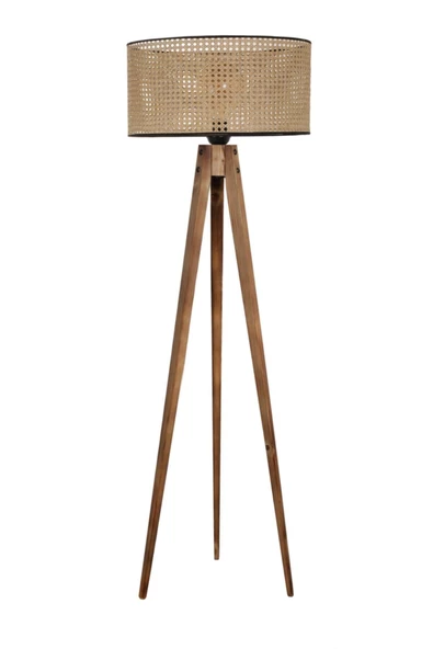 Lumexx Tripod Lambader Yanık Silindir Rattan Abajurlu ürün görseli 1